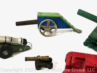 Cast Iron, Tin and Carved Wood Folk Art Military Toys