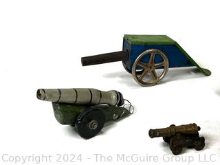 Cast Iron, Tin and Carved Wood Folk Art Military Toys