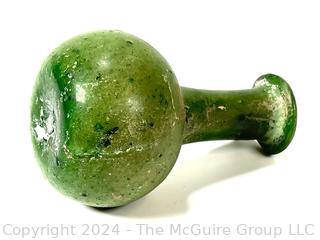 Small Green Blown Glass Pitcher, Possibly of Roman Origin, Lacking Provenance.  3 1/2" tall