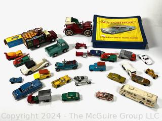 Toy Cars Including Matchbox and Lensey in Carrying Case