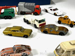 Toy Cars Including Matchbox and Lensey in Carrying Case