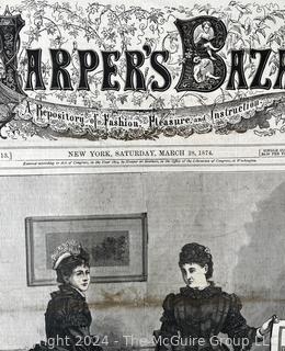 Twenty (20) 1874 Harper's Bazar Fashion Newspapers 