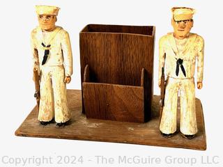 Primitive WWII Era Folk Art Carved Military Figures