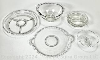 Clear Imperial Glass Candlewick Serving Dishes, Platters and Trays