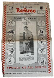 The Chicago Referee Sports Magazine, Published Weekly, July 1926, with Ace Hudkins Boxer on Cover. 