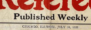 The Chicago Referee Sports Magazine, Published Weekly, July 1926, with Ace Hudkins Boxer on Cover. 