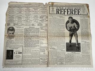 The Chicago Referee Sports Magazine, Published Weekly, July 1926, with Ace Hudkins Boxer on Cover. 