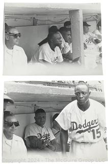 Two (2) Arthur Rickerby Original Prints of The Brooklyn Dodgers Dugout During a Game (possibly World Series), Featuring Duke Snider, Don Newcomb and Sandy Amoros.