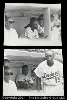 Two (2) Arthur Rickerby Original Prints of The Brooklyn Dodgers Dugout During a Game (possibly World Series), Featuring Duke Snider, Don Newcomb and Sandy Amoros.