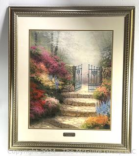 Framed Under Glass Print of "The Garden of Promise" by Thomas Kincade. 30 X 35"