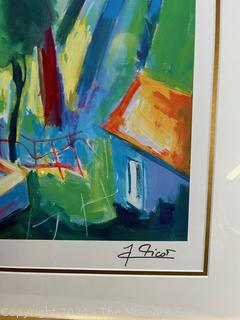 Framed Under Glass Seriolithograph  of "L'Escalier a Theoule" by Jean Claude Picot.  36" x 40"