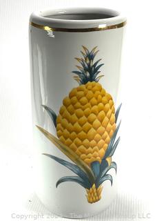 White Porcelain Ceramic Umbrella Stand with Pineapple