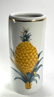 White Porcelain Ceramic Umbrella Stand with Pineapple