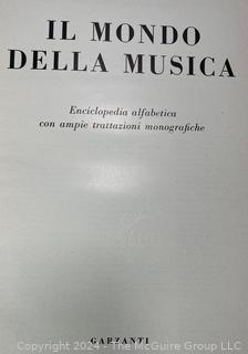 "The World of Music" [Italian text] 1956 Alphabetical Encyclopedia with Extensive Treatments Monograph. Made as presentation volume, needs repair.