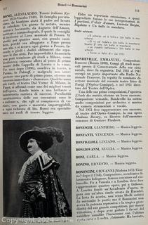 "The World of Music" [Italian text] 1956 Alphabetical Encyclopedia with Extensive Treatments Monograph. Made as presentation volume, needs repair.