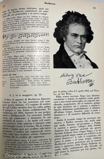 "The World of Music" [Italian text] 1956 Alphabetical Encyclopedia with Extensive Treatments Monograph. Made as presentation volume, needs repair.