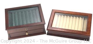 Two (2) Glass Top Display Cases for Fountain Pens.  11"L x 7"W x 3"D