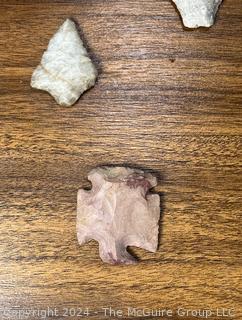 Native American Spear Point, Arrowheads and Fetishes Mounted on a Wood Plaque.