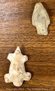 Native American Spear Point, Arrowheads and Fetishes Mounted on a Wood Plaque.