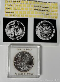 1989 Walking Liberty American Eagle $1 Silver Coin 1 oz .999 Fine Silver