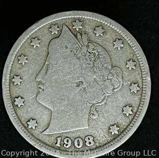 1908 Liberty Head "V" Nickel Coin