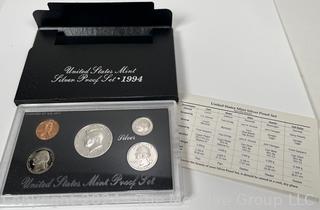 1994 US Mint Silver Proof Set in box Coin