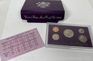 1993 US Mint Proof Set in Box COA Coin