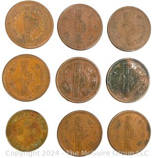 Nine (9) Chinese and Hong Kong Coins 