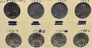 Eight (8) Washington Head Quarter Dollar Coins, Various Dates and Mint Marks