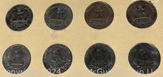 Eight (8) Washington Quarter Dollar Coins Various Dates and Mint-Marks