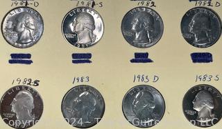 Eight (8) Washington Head Quarter Dollar Coins, various dates and mint marks