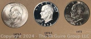 Three Eisenhower One Dollar Coins various dates and mint-marks (Deep Cameo)