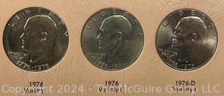 Three Eisenhower One Dollar Coins various dates and mint-marks