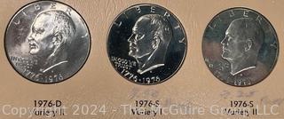 Three 1976 Eisenhower One Dollar Coins various Types and mint-marks