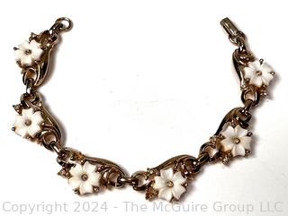 White Thermoset Molded Flowers Bracelet by Trifari