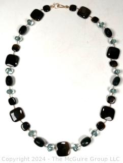 Polished Bead and Cut Crystal Bead Necklace