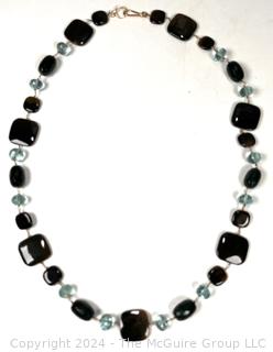 Polished Bead and Cut Crystal Bead Necklace