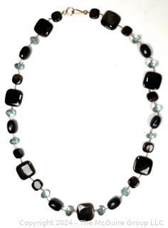 Polished Bead and Cut Crystal Bead Necklace