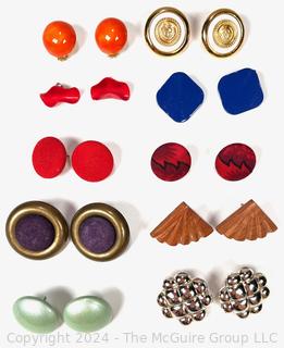 Ten (10) Retro Pierced Earrings in Bright Colors