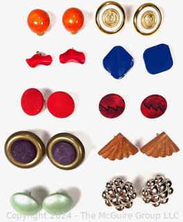 Ten (10) Retro Pierced Earrings in Bright Colors