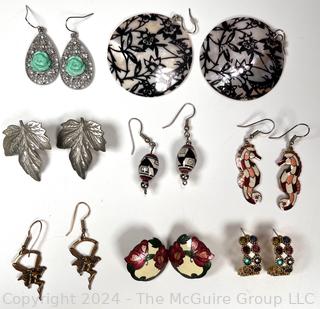 Nine (9) Pairs of Dangle Earrings