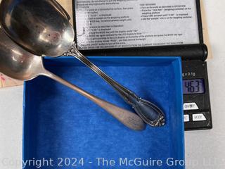 Eight (8) Place Settings of WM Rogers Silver Plated Flatware in Box with Two (2) Sterling Silver Tea Spoons. 