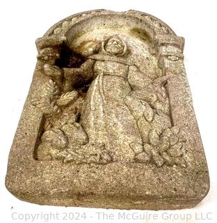 Small Garden Wall Plaque of St. Francis in Relief. 6" x 8" 