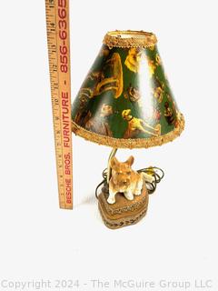 Figural Dog Table Lamp with Printed Paper Shade. 