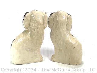 Black and White Porcelain Staffordshire Dog Bookends