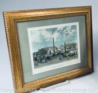 Three (3) Small Framed Under Glass Prints of Paris Scenes  9" x 11"