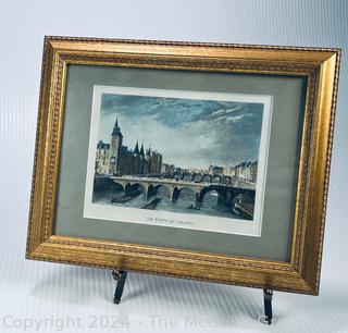 Three (3) Small Framed Under Glass Prints of Paris Scenes  9" x 11"