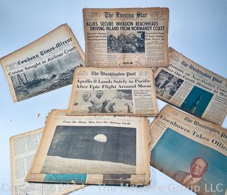 Collection of Vintage Newspapers Including 1944 Normandy Beach D Day Coverage