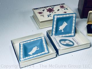 Group of Decorative Boxes Including Porcelain Wedgwood Jasperware