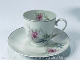 Eight (8) Hand Painted Porcelain Tea Cups and Saucers